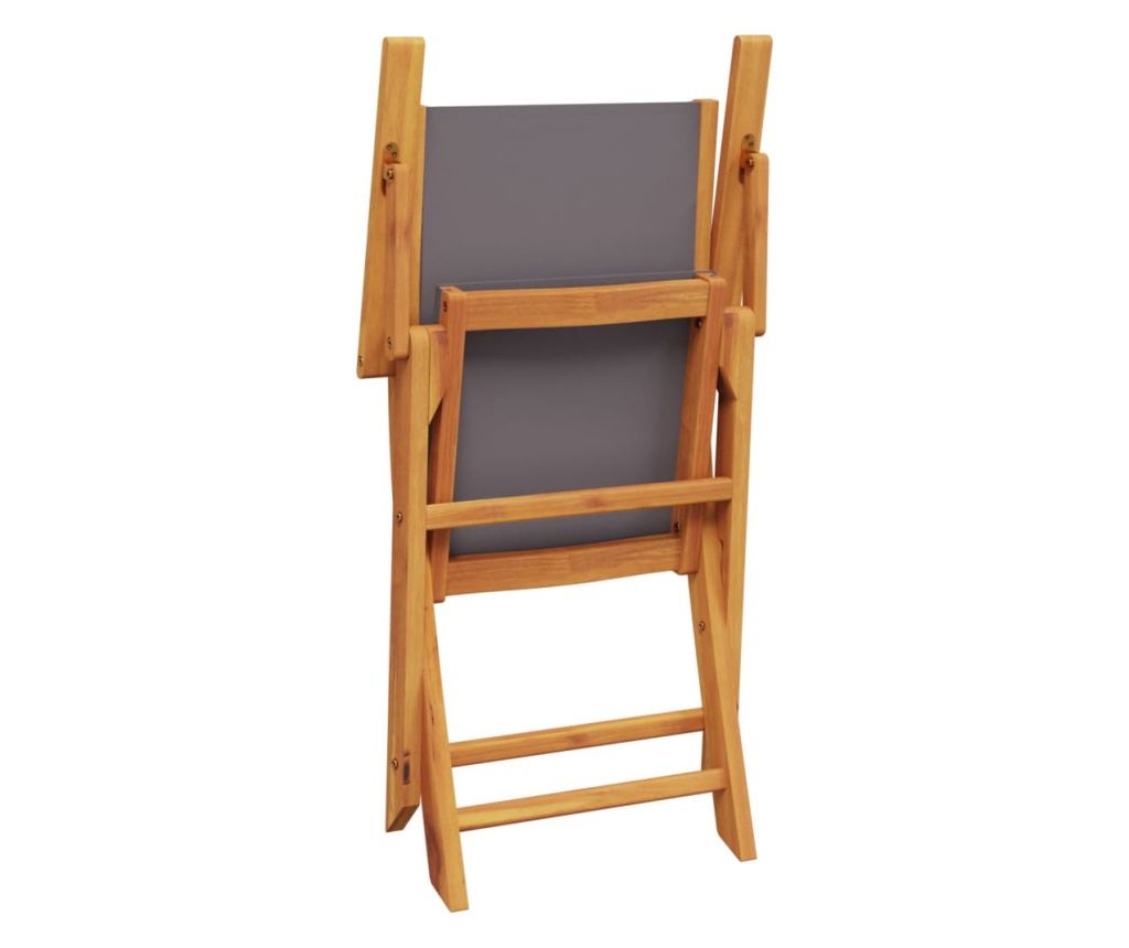 3dílný bistro set antracitový textil a masivní dřevo - 7