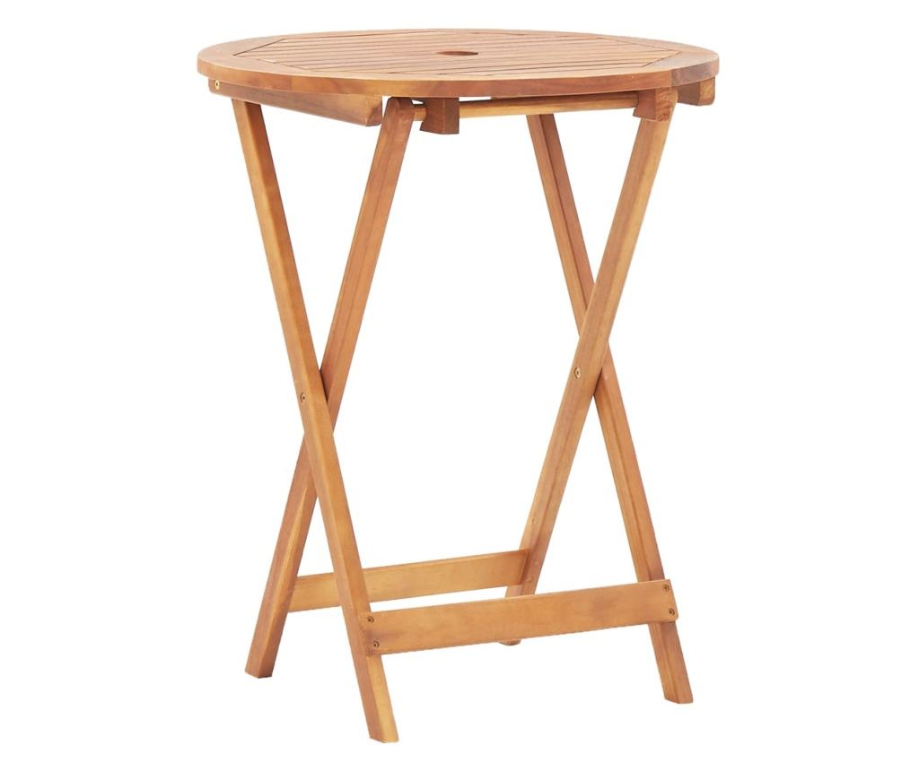 3dílný bistro set béžový textil a masivní dřevo - 5