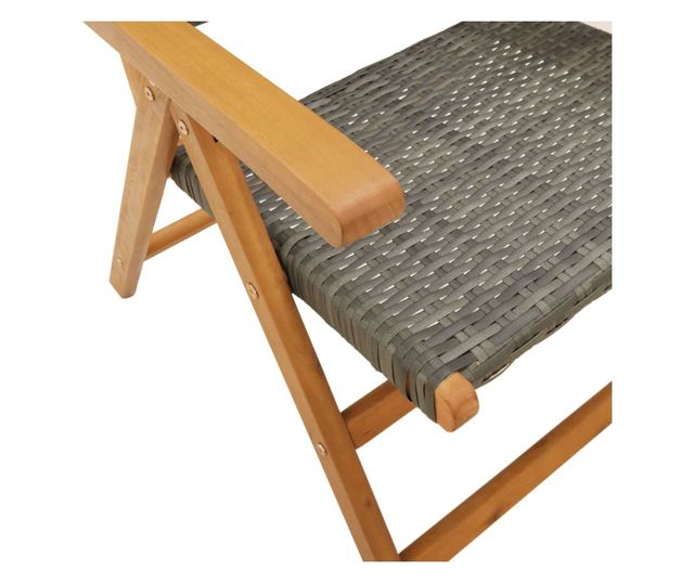 2 db szürke tömör akácfa és polyrattan kerti szék