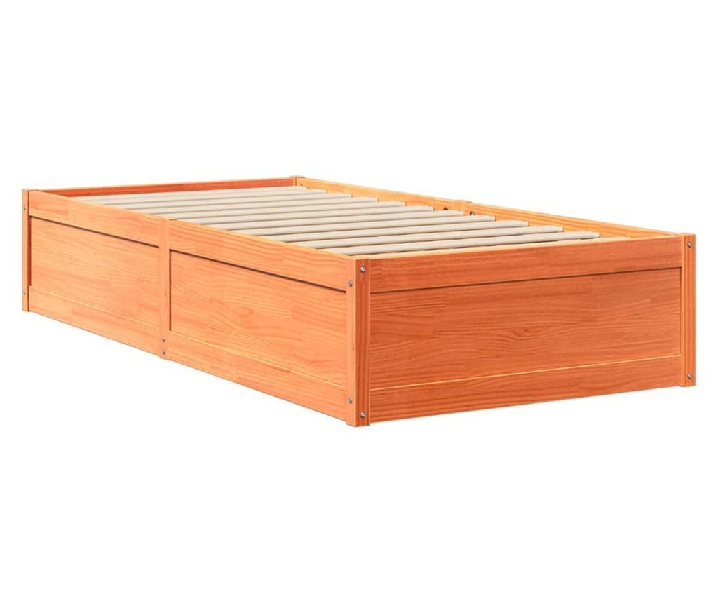 Postel s matrací voskově hnědá 90 x 200 cm masivní borovice - 4