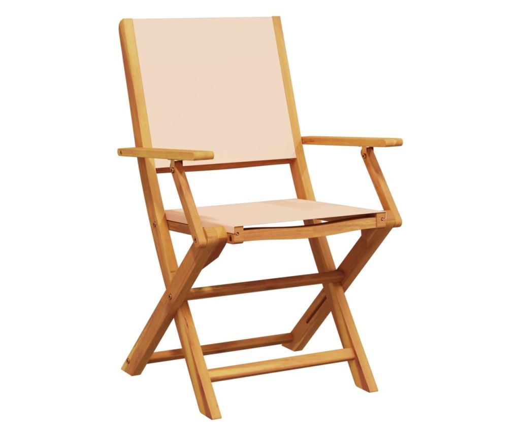 3dílný bistro set béžový textil a masivní dřevo - 3