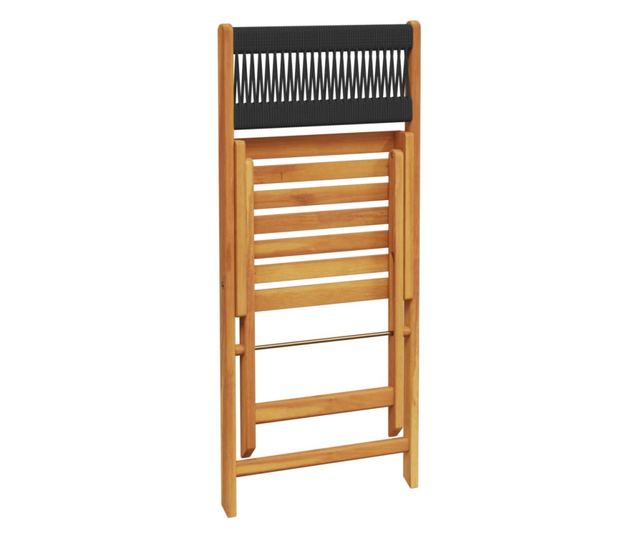 2 db fekete tömör akácfa és kötél bisztrószék