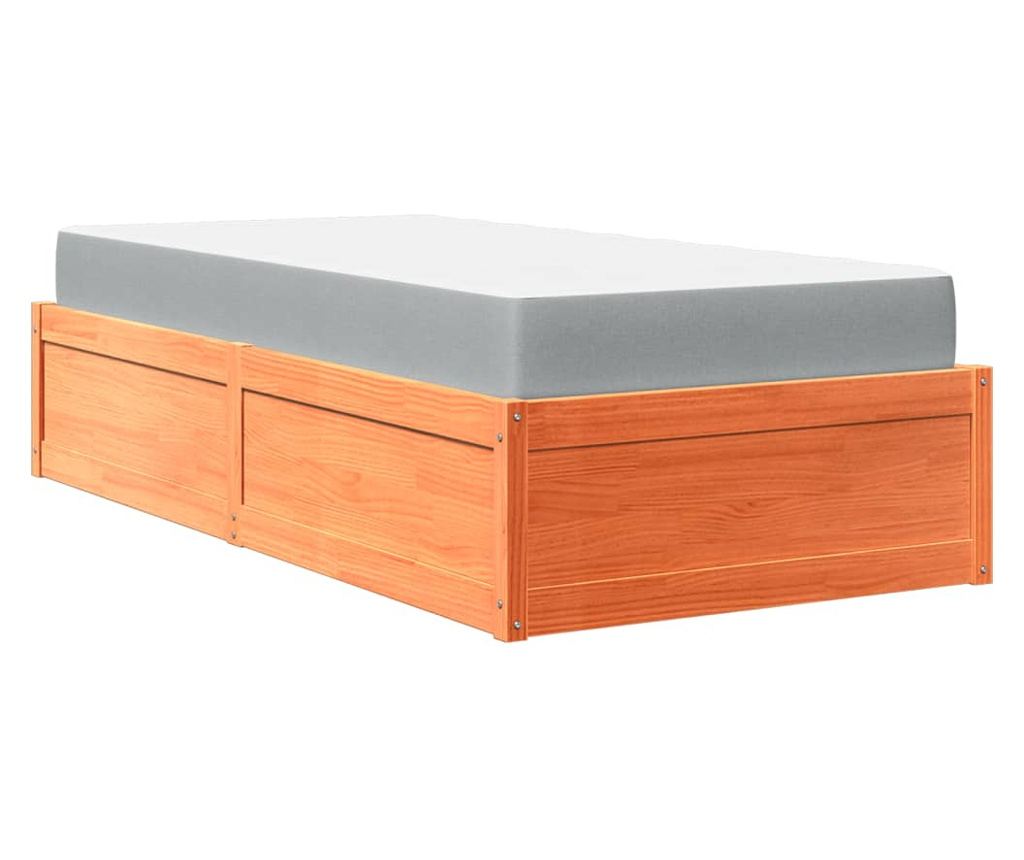 Postel s matrací voskově hnědá 90 x 200 cm masivní borovice - 8