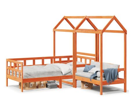 Set dnevnog kreveta s krovom voštano smeđi 90x200 cm borovina