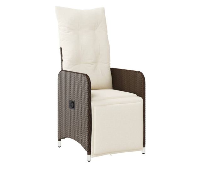 2 db barna polyrattan dönthető kerti szék asztallal