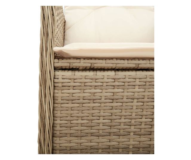 2 db bézs polyrattan dönthető kerti szék párnákkal