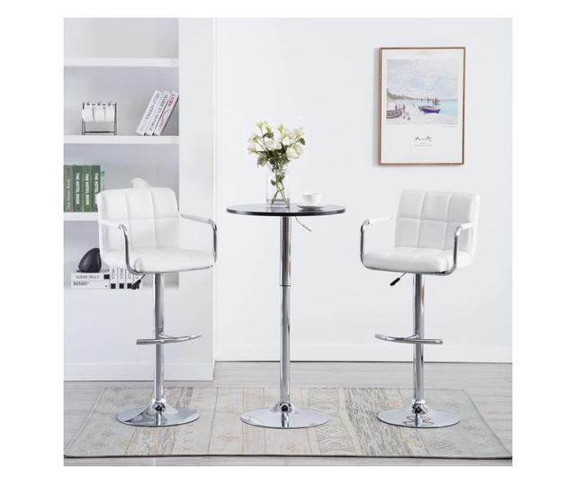 Barski stoli, 2 kosa, beli, umetno usnje
