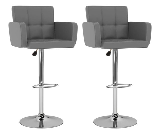 Barski stoli, 2 kosa, sivi, umetno usnje