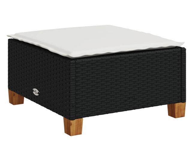 fekete polyrattan kerti szék párnával 63,5 x 56 x 32 cm