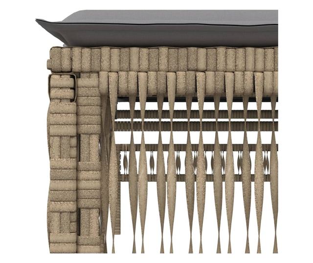 2 db bézs polyrattan napozóágy asztallal