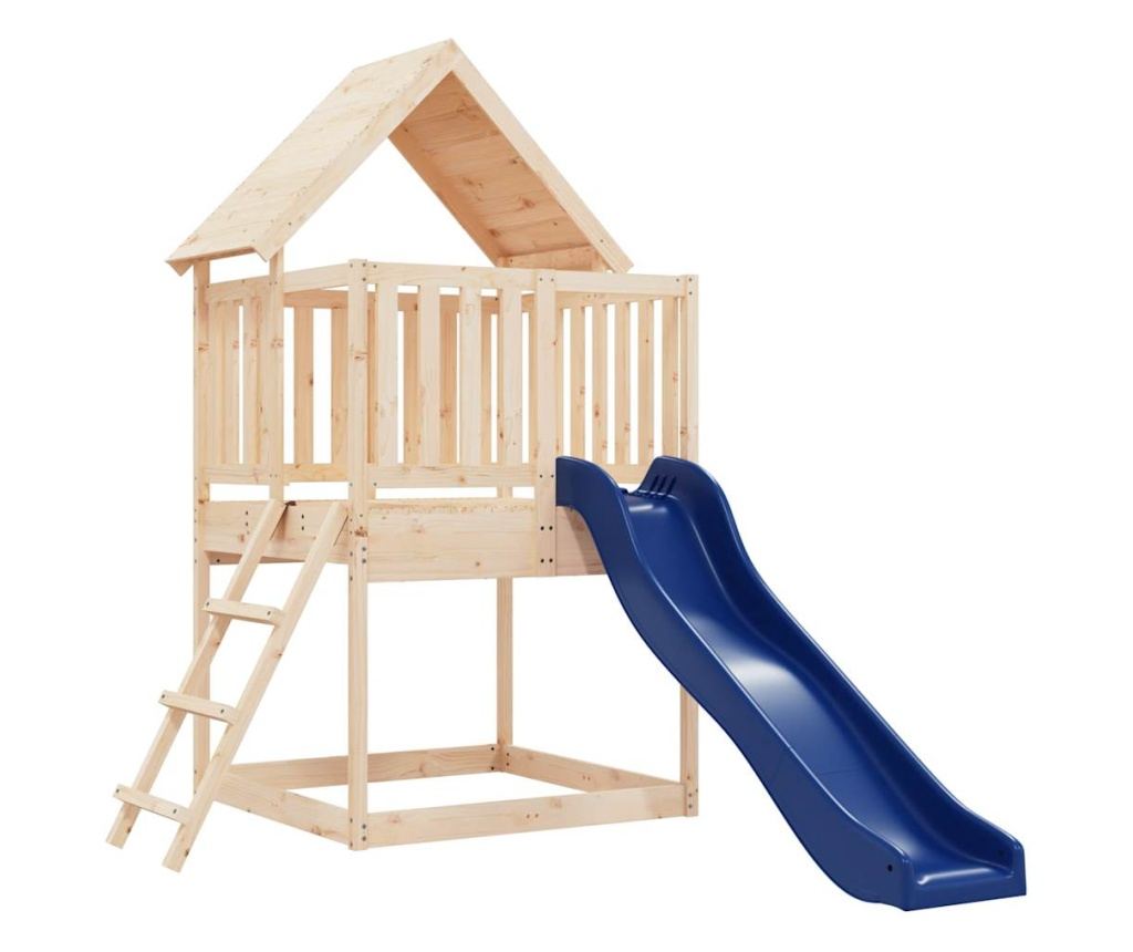 Hřiště se skluzavkou a žebříkem, masivní borové dřevo - 2