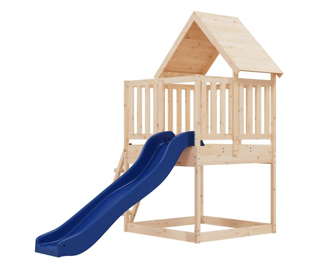 Hřiště se skluzavkou a žebříkem, masivní borové dřevo - 7