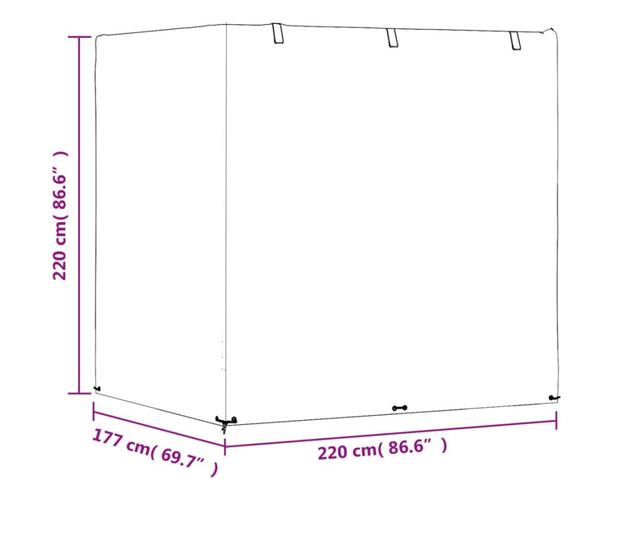 Покривало за люлеещ се стол с 12 улея 220x177x220 см полиетилен