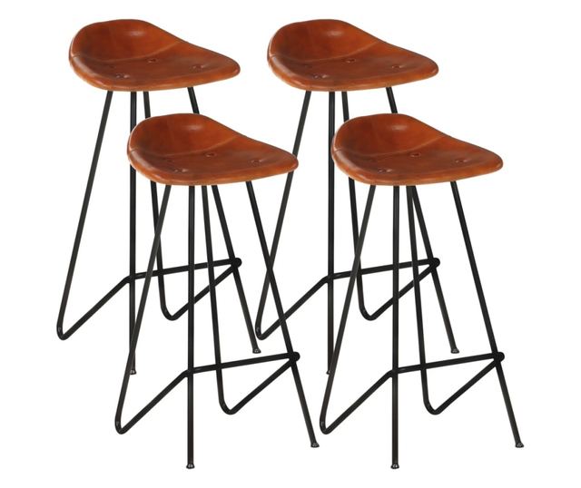 Barski stoli, 4 kosi, rjavi, pravo usnje