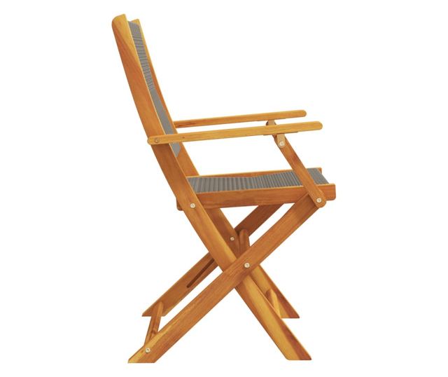 2 db szürke tömör akácfa és polipropilén kerti szék