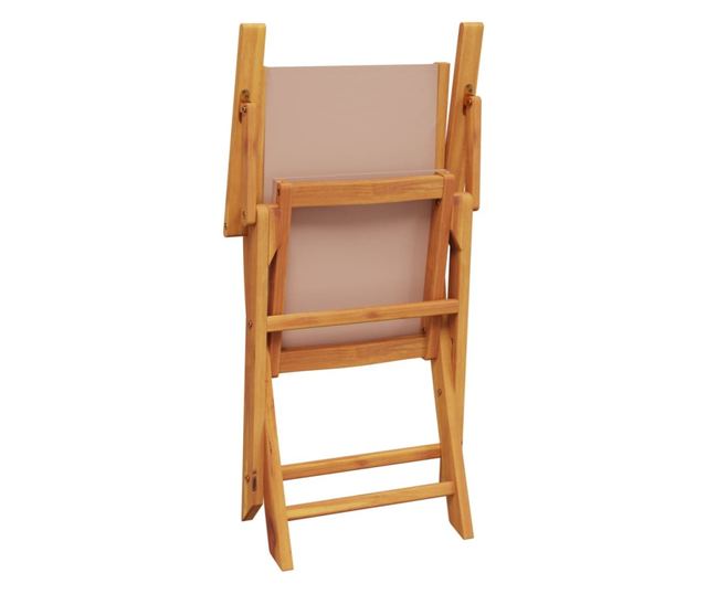 2 db tópszínű tömör akácfa és szövet kerti szék