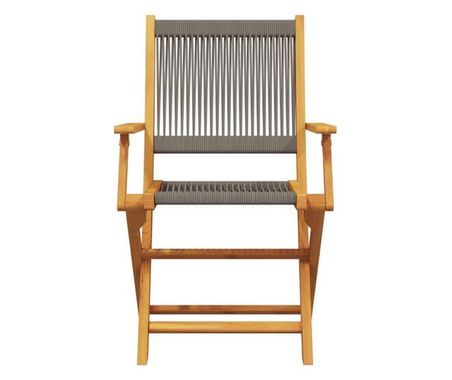 2 db szürke tömör akácfa és polipropilén kerti szék