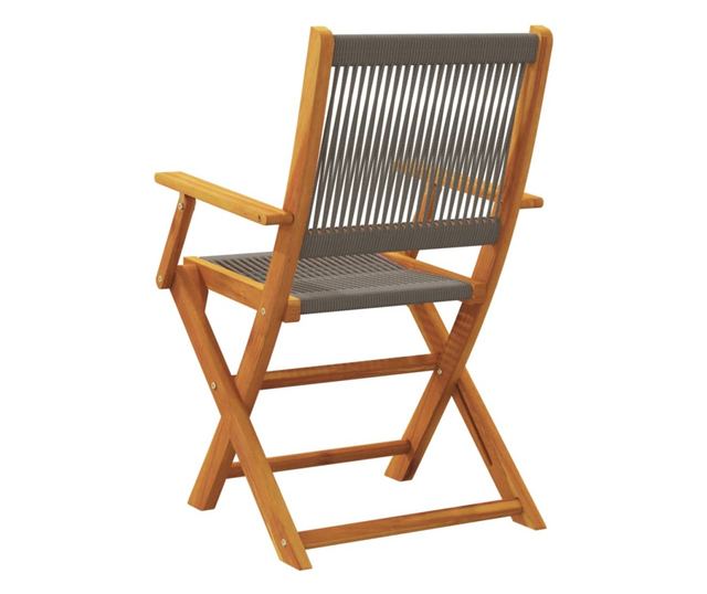 2 db szürke tömör akácfa és polipropilén kerti szék