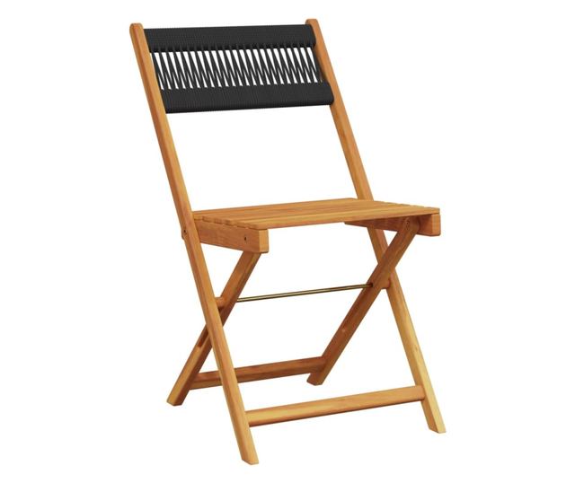 2 db fekete tömör akácfa és kötél bisztrószék