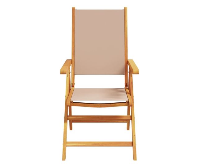 2 db tópszínű tömör akácfa és szövet kerti szék