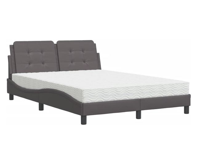 Легло с матрак, сиво, 140x190 см изкуствена кожа