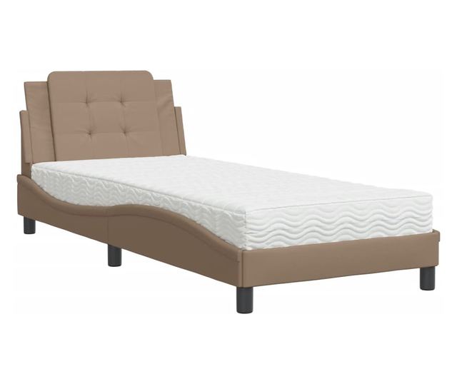 Легло с матрак, капучино, 90x200 см, изкуствена кожа