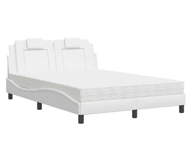 Легло с матрак, бяло, 140x190 см изкуствена кожа