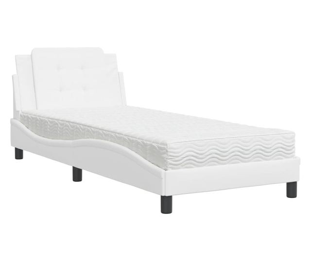 Легло с матрак, бяло, 80x200 см, изкуствена кожа