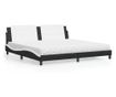 Легло с матрак, черно и бяло, 200x200 см, изкуствена кожа
