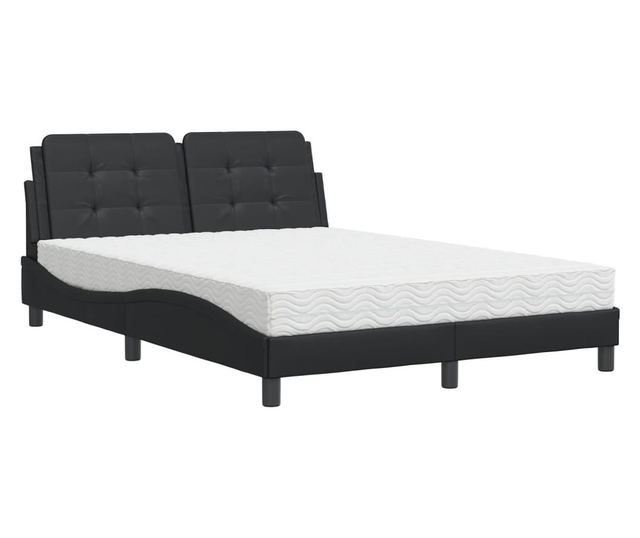 Легло с матрак, черно, 120x200 см, изкуствена кожа