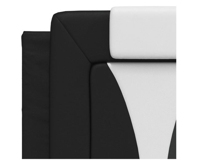 Легло с матрак, черно и бяло, 140x190 см изкуствена кожа