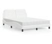 Легло с матрак, бяло, 140x200 см, изкуствена кожа