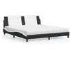 Легло с матрак, бяло и черно, 180x200 см, изкуствена кожа