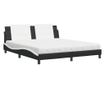 Легло с матрак, бяло и черно, 180x200 см, изкуствена кожа