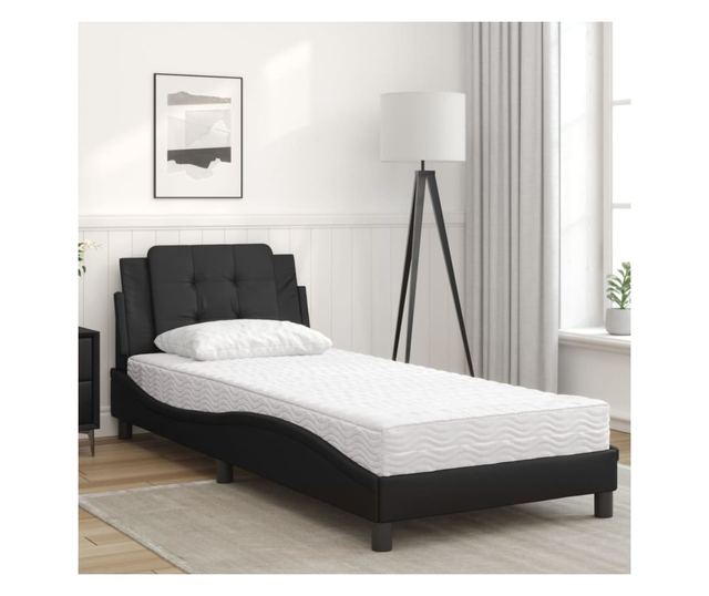 Легло с матрак, черно, 80x200 см, изкуствена кожа