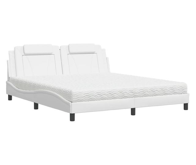 Легло с матрак, бяло, 180x200 см, изкуствена кожа