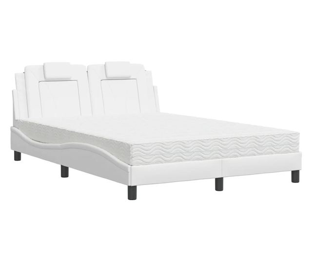 Легло с матрак, бяло, 140x200 см, изкуствена кожа