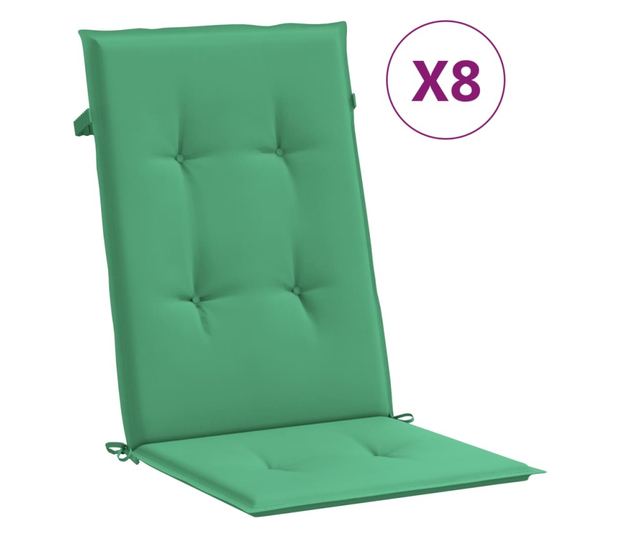 Наклоняеми градински столове с възглавници, 8 бр, тик масив
