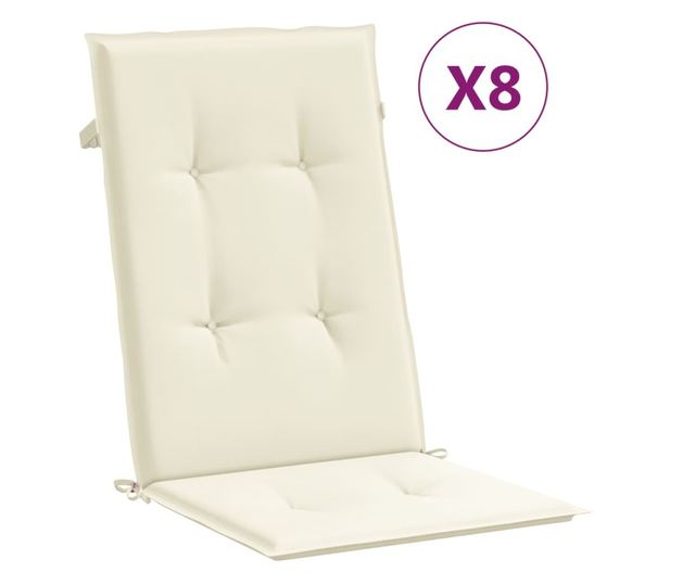 Наклоняеми градински столове с възглавници, 8 бр, тик масив