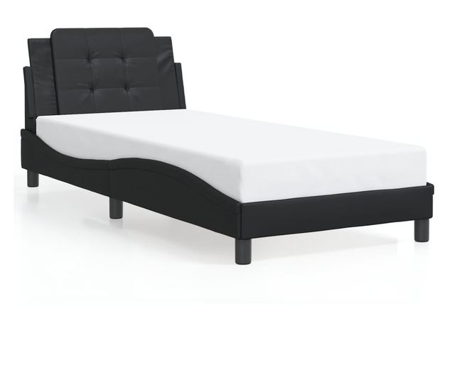 Рамка за легло с LED осветление, черна, 90x190 см, еко кожа