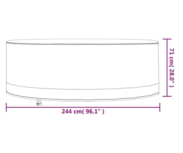 Покривала за градински мебели 2 бр Ø 244x71 см 600D Оксфорд