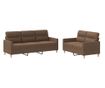 Комплект дивани от 2 части с възглавници, кафяв, плат