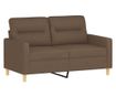 Комплект дивани от 2 части с възглавници, кафяв, плат