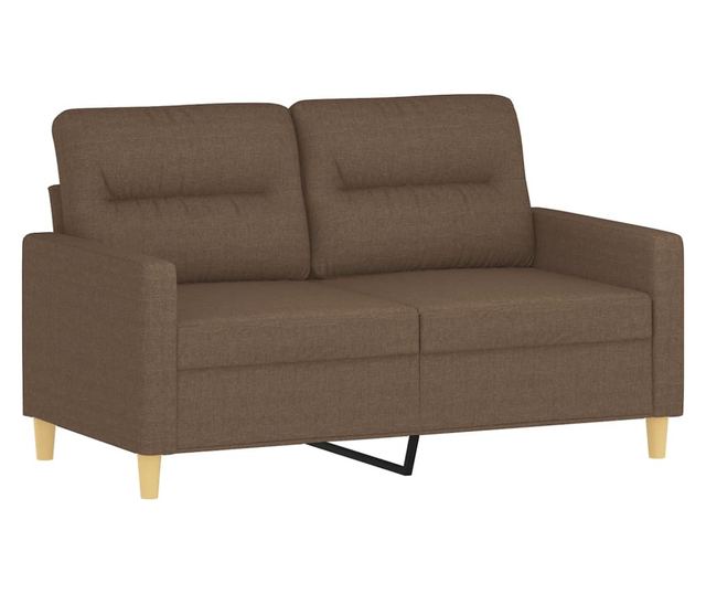 Комплект дивани от 2 части с възглавници, кафяв, плат