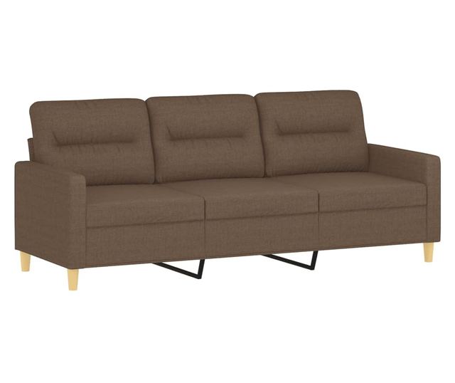 Комплект дивани от 3 части с възглавници, кафяв, плат