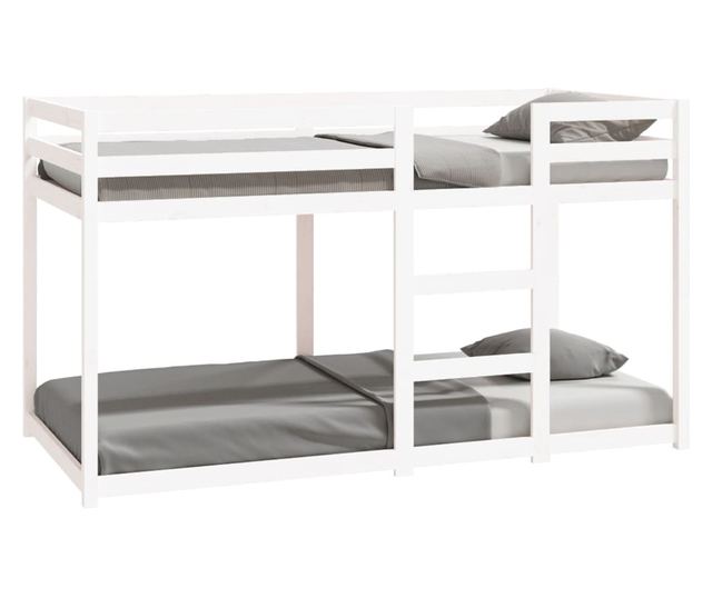 Двуетажно легло, бяло, 90x190 см, борово дърво масив