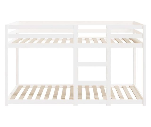 Двуетажно легло, бяло, 90x190 см, борово дърво масив