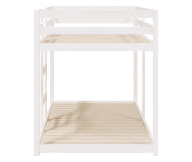 Двуетажно легло, бяло, 90x190 см, борово дърво масив