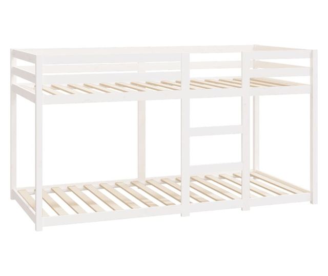 Двуетажно легло, бяло, 90x200 см, борово дърво масив