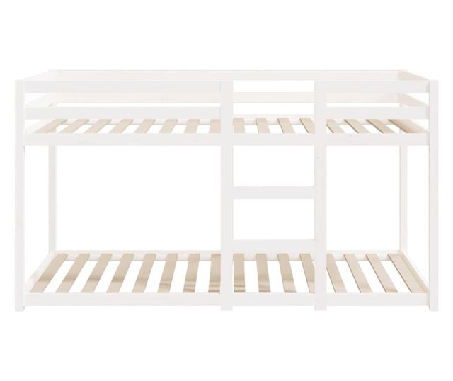 Двуетажно легло, бяло, 90x200 см, борово дърво масив